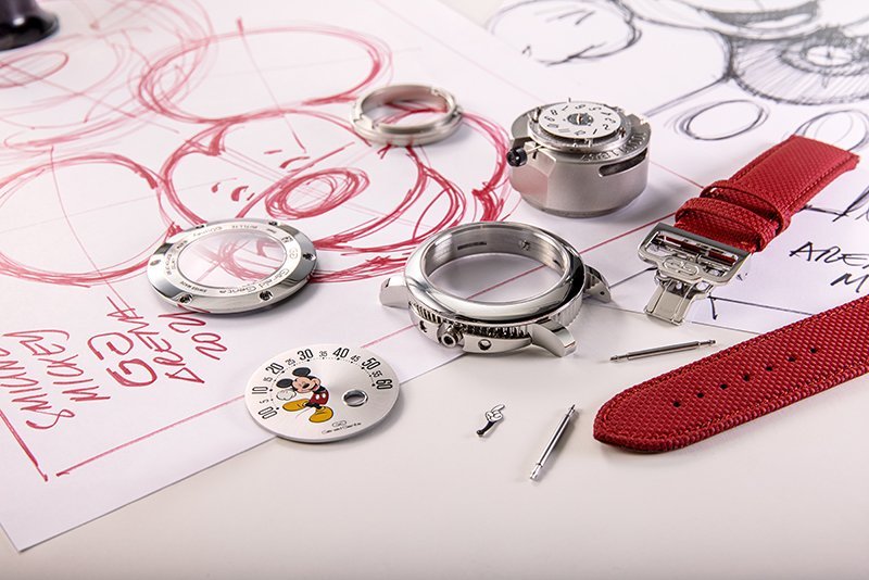 独特の上品 ジラールペルゴ 美稼動品 手巻ミッキー文字盤 腕時計